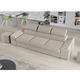 Canapea Magic, extensibila, tetiere reglabile, stofa, 250 x 90 x 90 cm, Crem