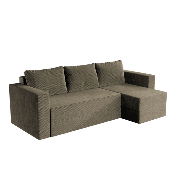 Coltar Alfa Zoom New 25, extensibil, cu lada depozitare, reiat, 250 x 140 cm, Verde