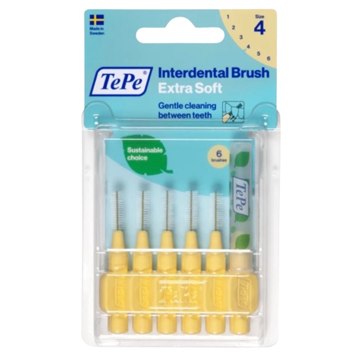 Set 6 periute interdentare TePe Extrasoft, 0,7mm, galben