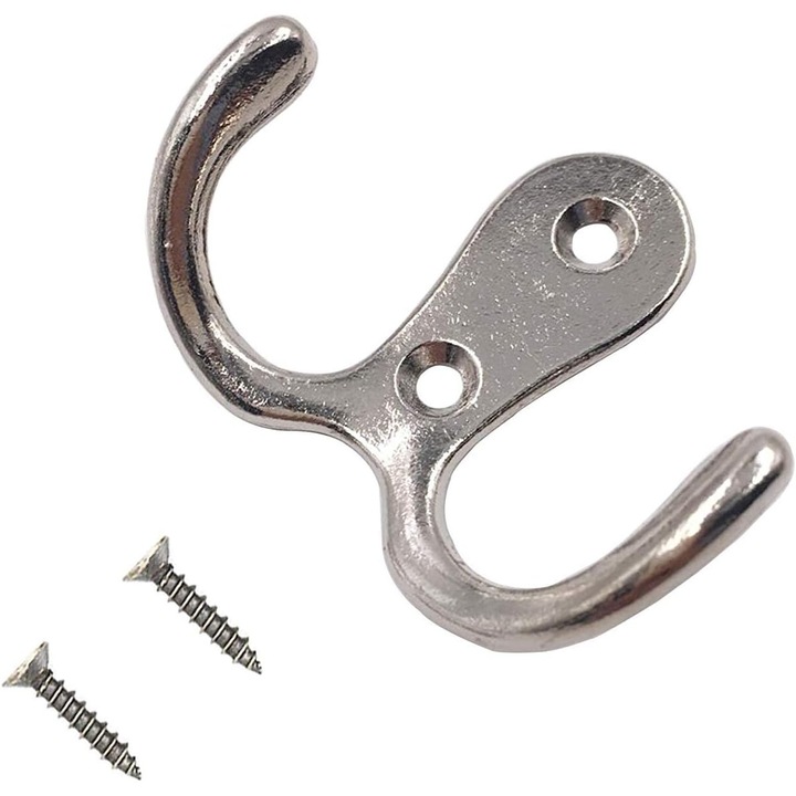 Cuier de perete cu doua unghiuri, Enforose, set de 10 bucati, design robust, rezistente la rugina, economisire spatiu