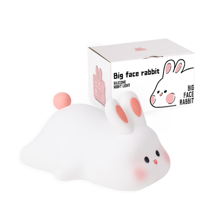 Nyúl hordozható éjszakai lámpa, puha szilikon, környezeti világítás, 3 világítási mód, 6 órás akkumulátor-élettartam, elalváskapcsoló