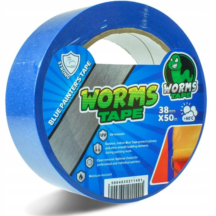 Banda de mascare albastra, Worms tape, 30mm x 50m