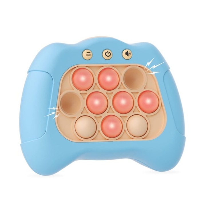 Jucarie POP IT Interactiva Pentru Copii, antistres, cu sunete si lumini Model Poppy Pop, Plastic, albastru, dalimag