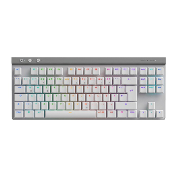 Клавиатура Gaming Logitech G515 TKL, Механична, Ultraslin, Lightspeed, Wireless&Bluetooth, Бял