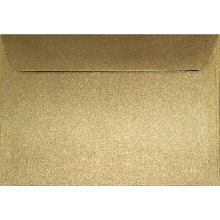 Set de plicuri decorative metalizate, Netuno, Sirio Pearl, C6, 114x162mm, Lipire umeda, 125g/m2, Hartie, auriu inchis, 100 buc