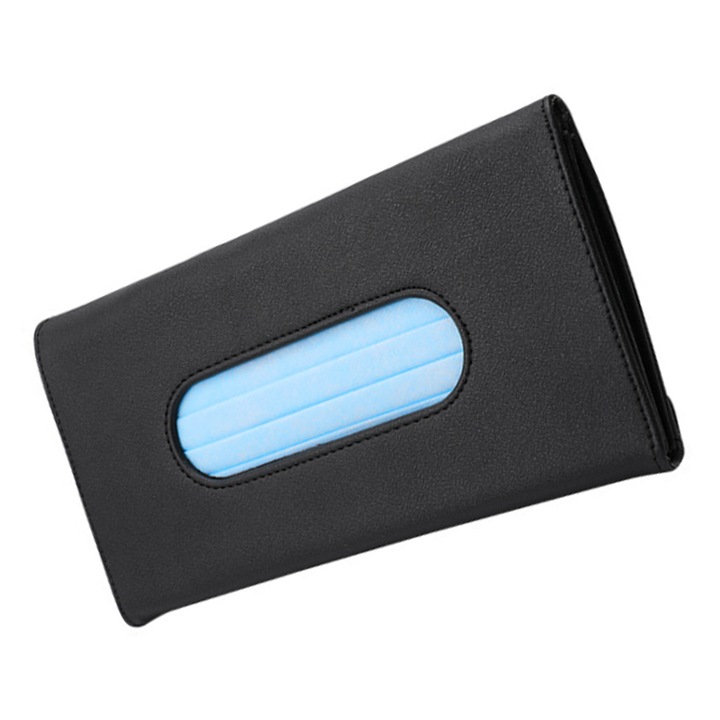 Autós zsebkendő tartó, univerzális fogas, fekete