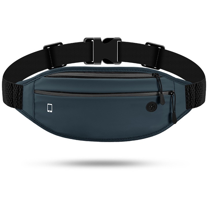 Спортна чанта за бягане, ликра, водоустойчива, два джоба, 25-45 см, 13 х 33 см, тъмносиня