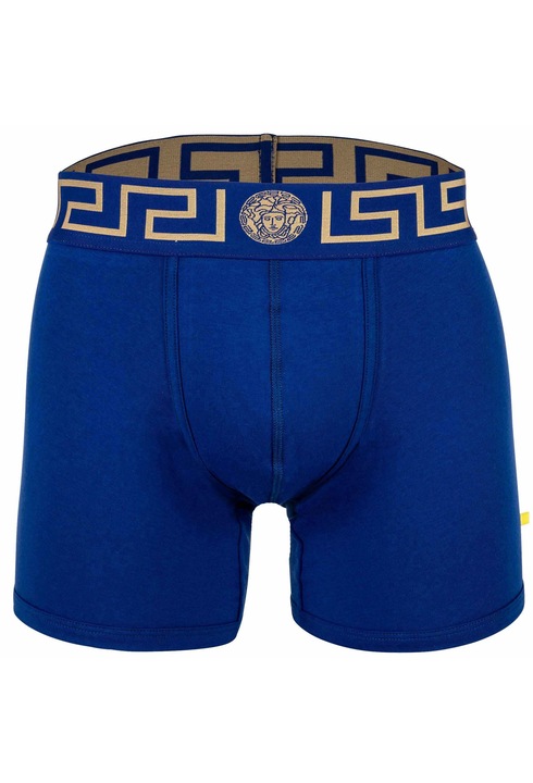 Versace, Boxeri cu banda logo in talie, Albastru, L