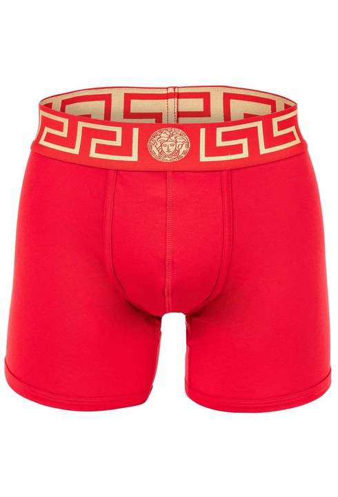 Versace, Boxeri cu banda logo in talie, Rosu, XL