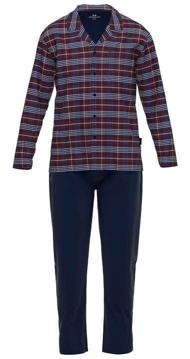 GOTZBURG, Pijama regular fit de bumbac, Rosu/Albastru