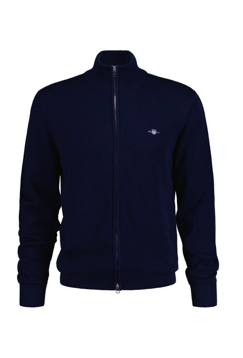 Gant, Cardigan de bumbac cu fermoar, Albastru
