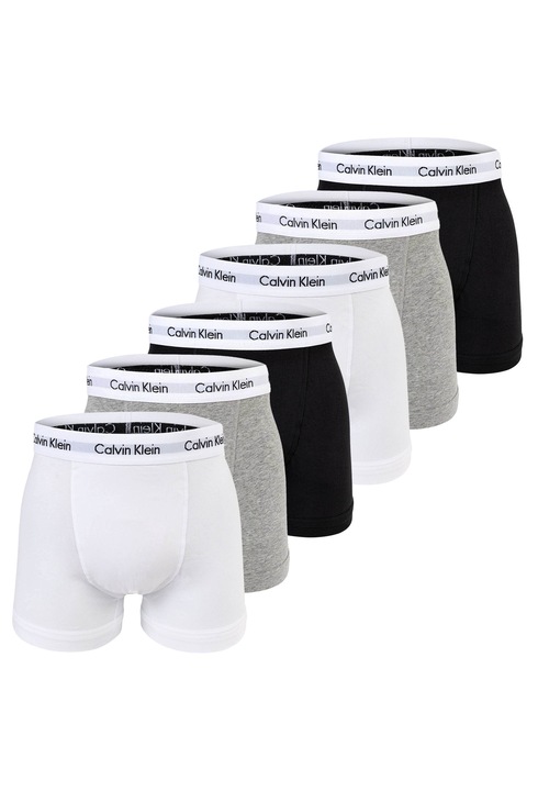 CALVIN KLEIN, Set de boxeri cu logo - 6 perechi, Alb/Negru/Gri