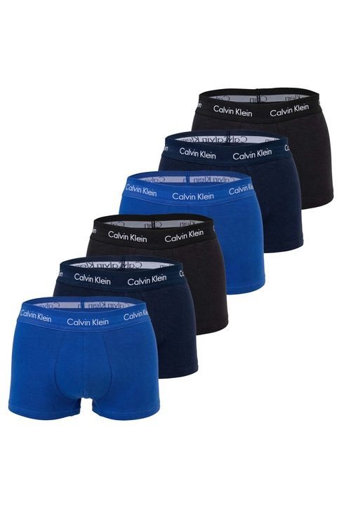 CALVIN KLEIN, Set de boxeri cu banda logo in talie - 6 perechi, Albastru