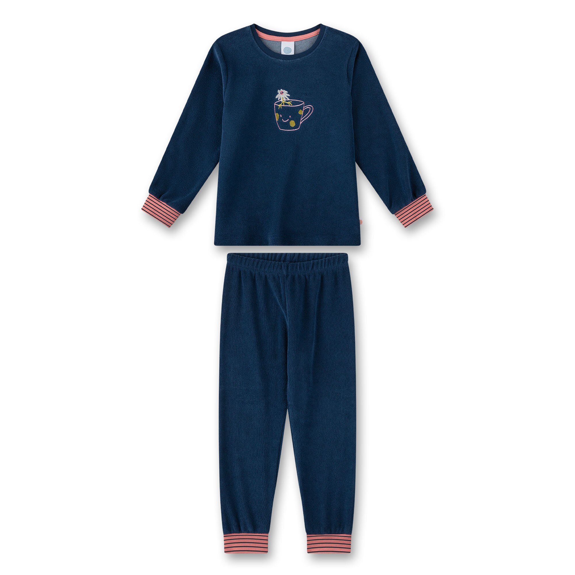 Sanetta, Pijama lunga din material terry, Albastru, 104 CM
