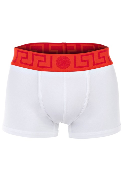 Versace, Boxeri cu banda logo in talie, Rosu, Alb, M