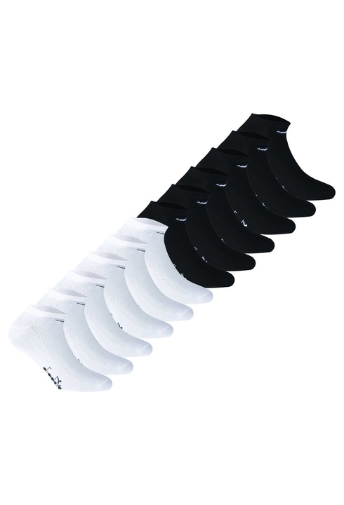 Diadora, Set de sosete pana la glezna, unisex - 12 perechi, Alb/Negru