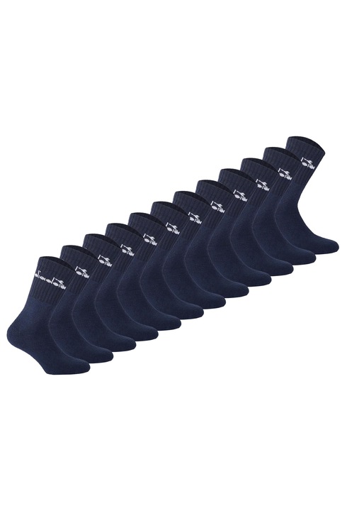 Diadora, Set de sosete unisex cu logo - 12 perechi, Albastru inchis