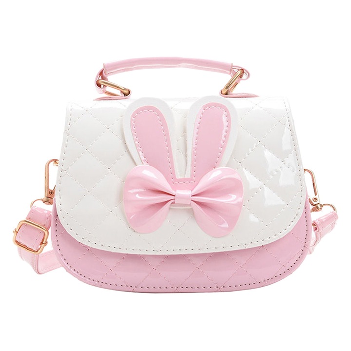 Lány táska, Jormftte, hercegnő design, poliuretán anyag, fehér/rózsaszín