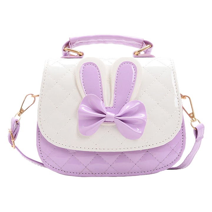 Jormftte lány táska, lila/fehér, egyszerű dizájn, műbőr