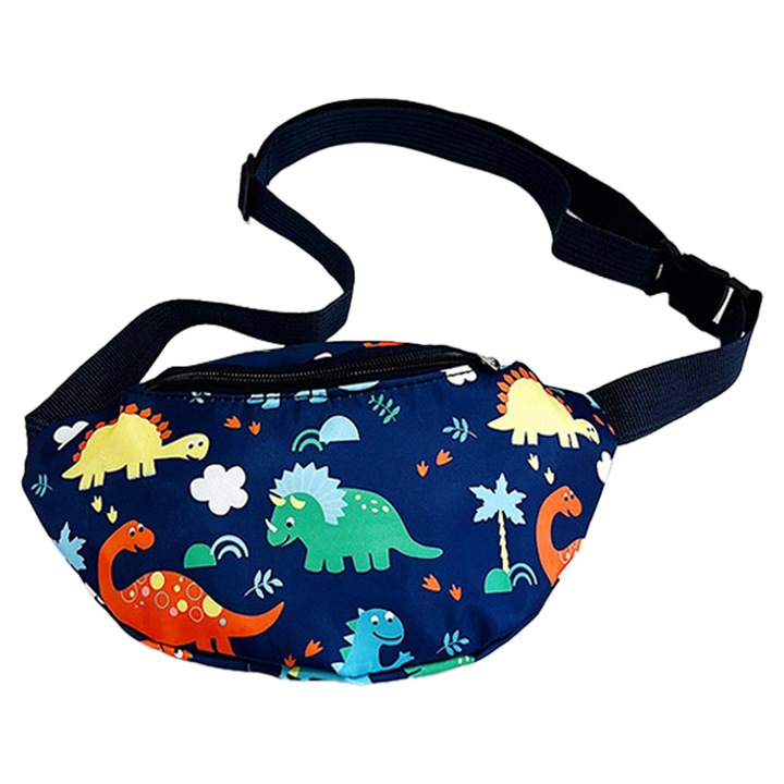 Jormftte gyerek crossbody táska, dinoszaurusz mintás, 4-8 éveseknek, poliészter, cipzáras záródás