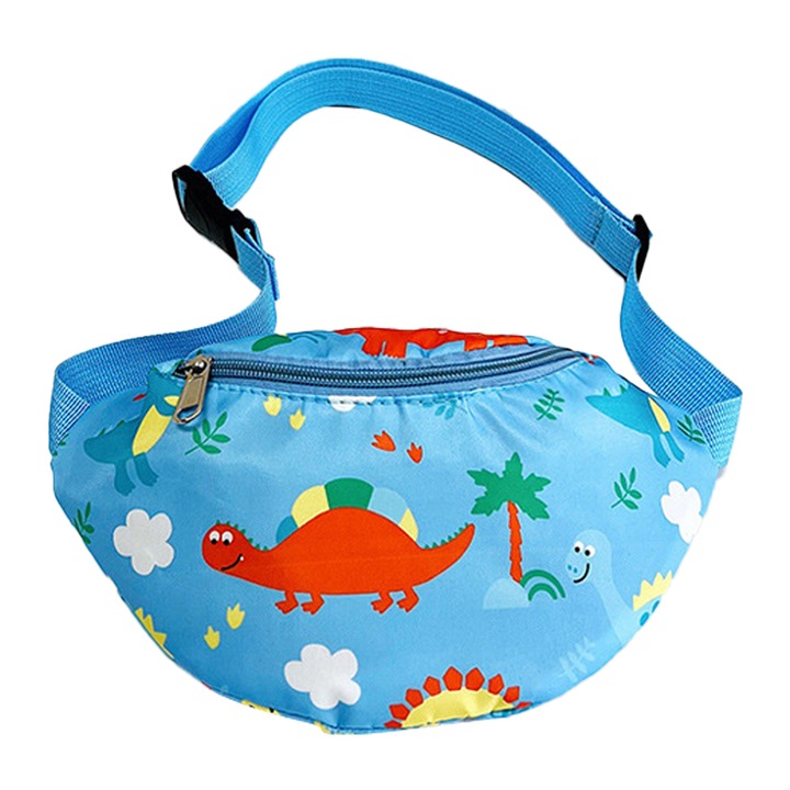 Jormftte gyerek crossbody táska, dinoszaurusz mintás, 4-8 éveseknek, könnyű, cipzáras