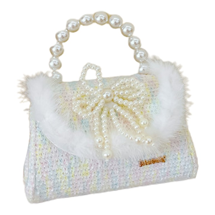 Jormftte válltáska lányoknak, aranyos dizájn, könnyű, gyöngyös fogantyúval, kis méret