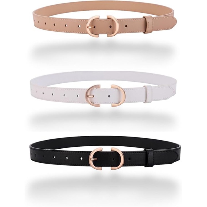 Rqiurpn 3 db-os női öv készlet, ökológiai bőr, többszínű, 107 cm