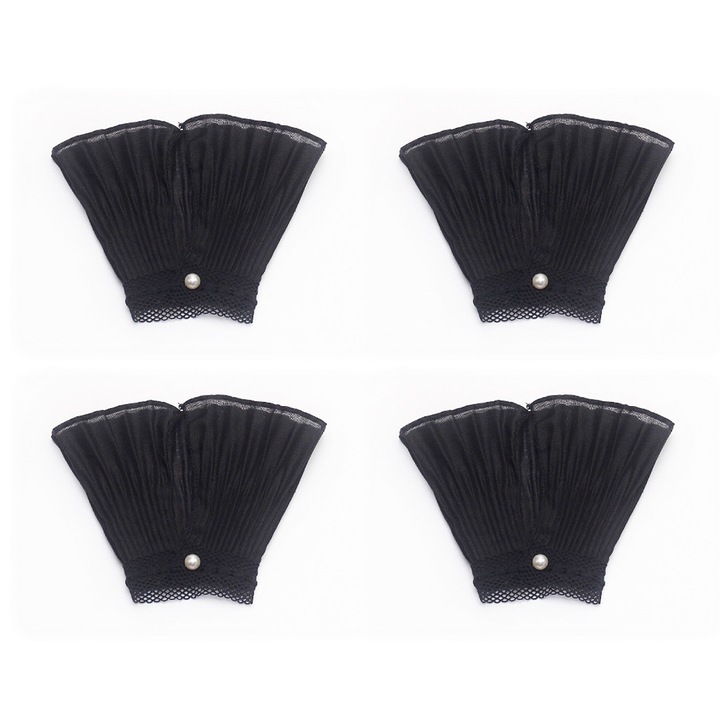 Комплект от 2 чифта дантелени маншети QttvbTna, лесни за носене, черни