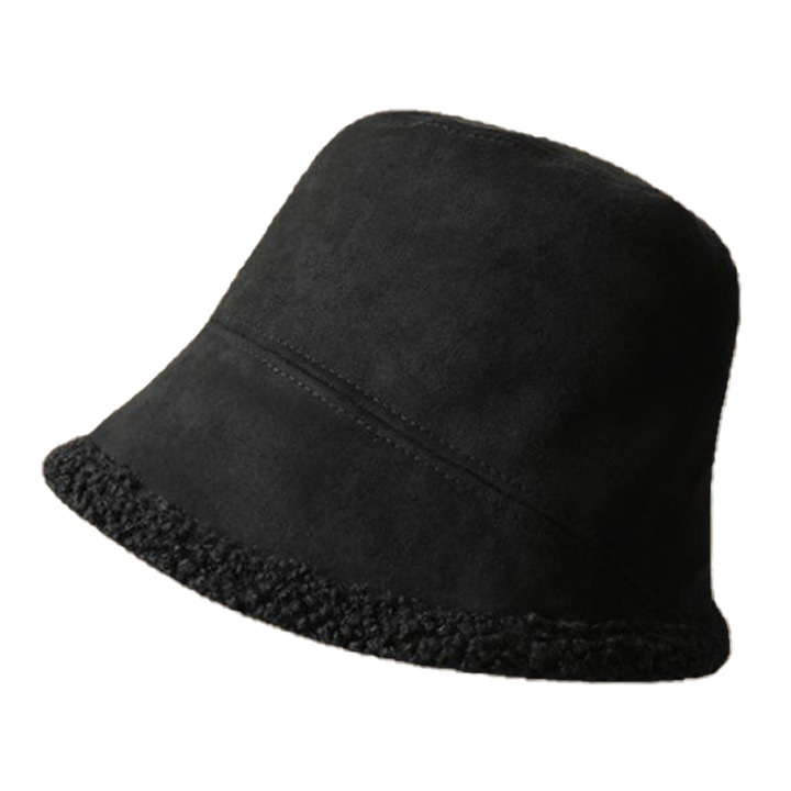 Széles karimájú téli sapka, Jormftte, fekete, meleg, összecsukható, nőknek