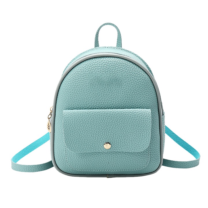 Rucsac dama, Cozevdnt, Piele ecologica, 18.5x21 cm, Albastru