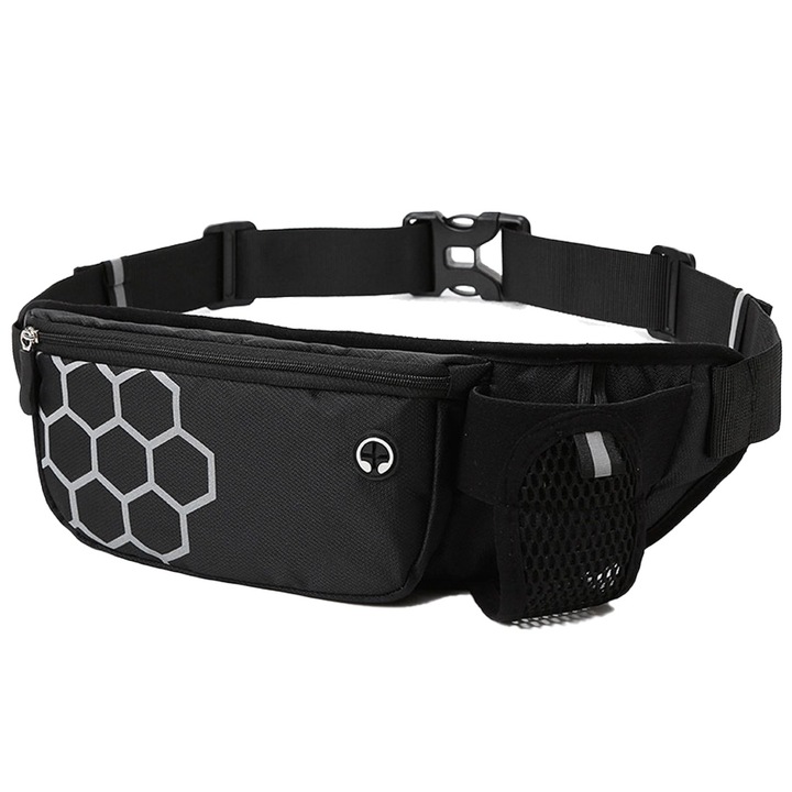 Sporttáska, mobil, fényvisszaverő szitanyomással, futáshoz, fekete