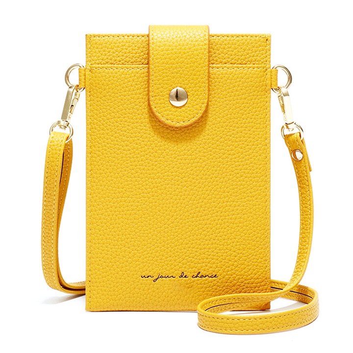 Jormftte női válltáska, sárga 12.3x19x1.5cm PU/poliészter