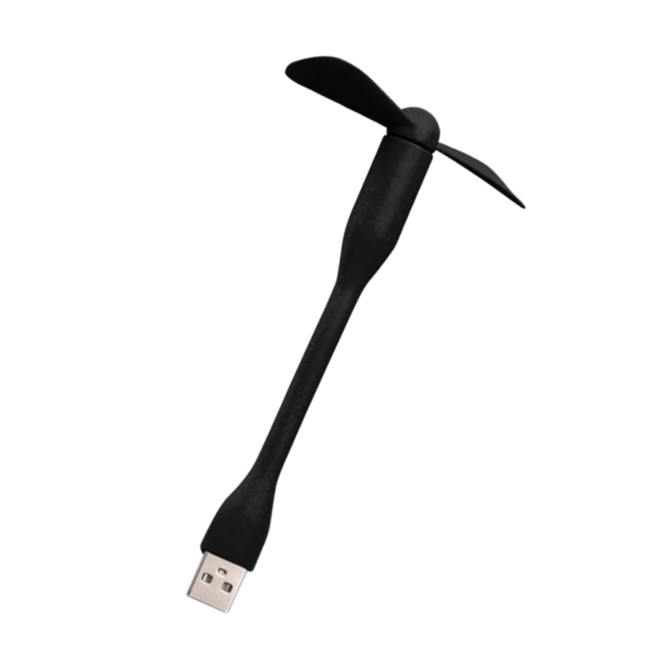 Macomi™ CoolDesk mini ventilátor, USB 5V tápegység, rugalmas és hordozható, állítható irány és eltávolítható lapátok, fekete