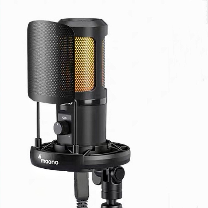 Microfon PC, Profesional/Gaming, HiFi 192kHz/24bit, Iluminare RGB, USB, Negru