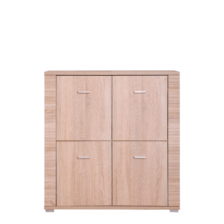 Comoda, stejar sonoma, cu 4 usi, PAL laminat, pentru dormitor, living, birou, practic si modern, 92, 8x39x96 cm