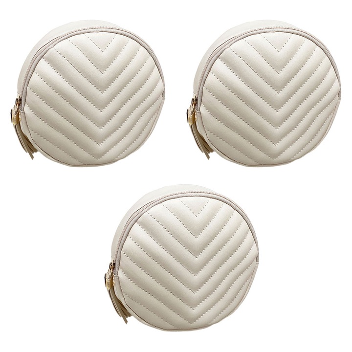 Női válltáska, Jormftte, körmintás bojtos, műbőr, fehér, 17x17x6cm