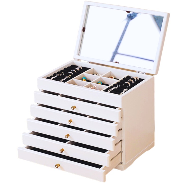 Cutie de bijuterii Timeless Tools, cu 5 compartimente, Alb