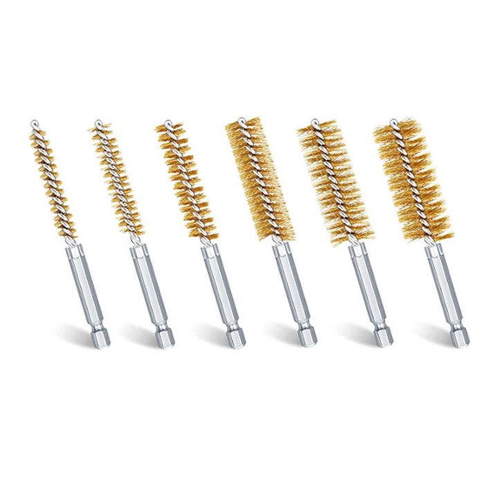 Set 6 Perii Sarma pentru Polizare, Cupru, Hex Shank 1/4 inch, 8-19mm, Multicolor