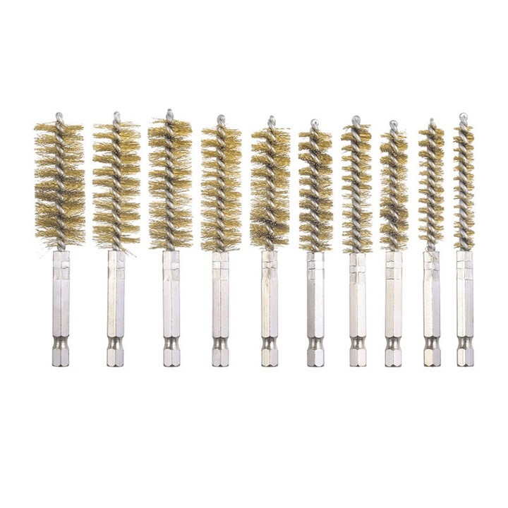 Set 10 perii cilindrice pentru curatare, hex shank 1/4"