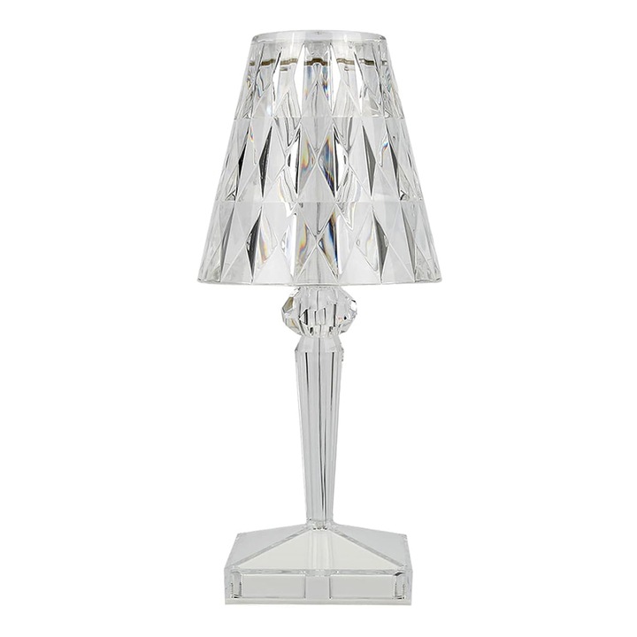 Lampa Ambientala Cristal LED Teno®, veioza, portabila, 3 moduri de iluminare, intensitate ajustabila, tactila, incarcare USB