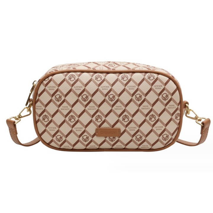 Jormftte kis keresztpántos táska, műbőr, egyszerű dizájn, fehér és khaki, kis méret