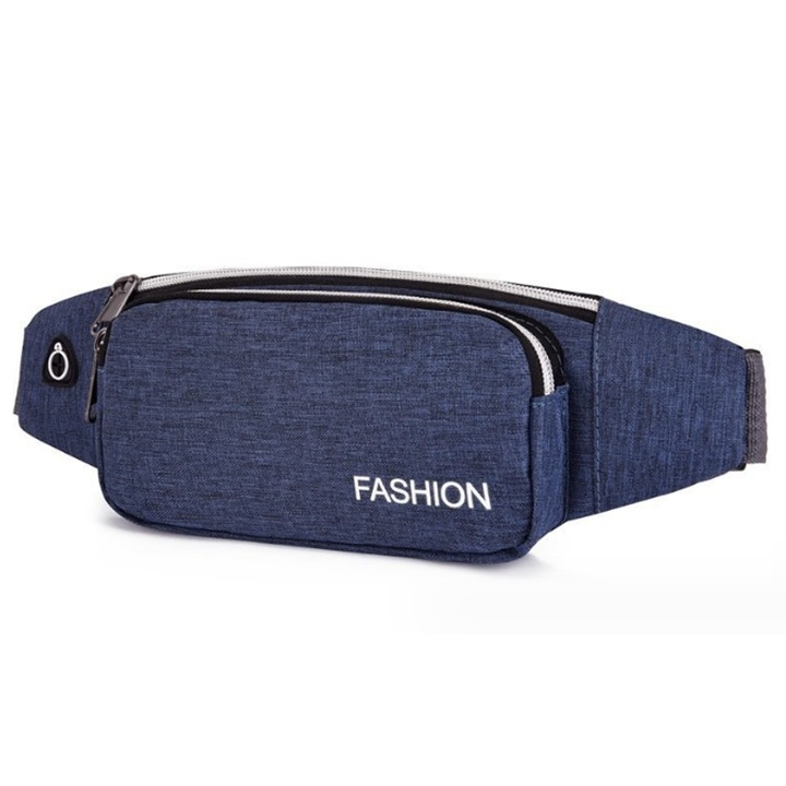 Unisex sport táska, crossbody modell, nagy kapacitású, cipzáras rekeszekkel, fekete