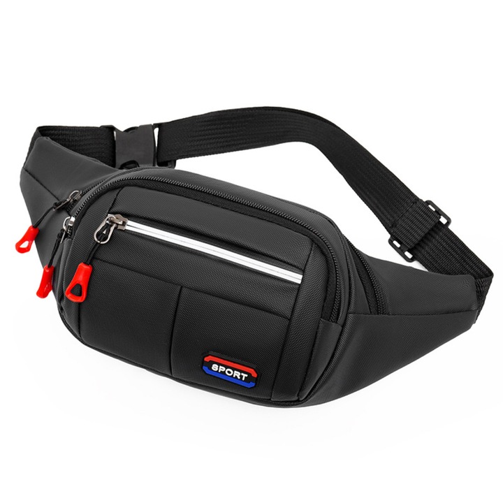 Sporttáska férfiaknak, nagy kapacitású, vízálló, Oxford anyag, fekete színű