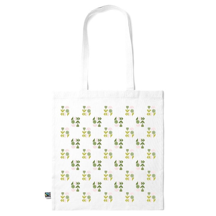 Go For It Shopper fazonú pamut táska mintával, Flowers Collection, Minimalist Colored Flower, 38x42cm, Fehér, WH-KI61