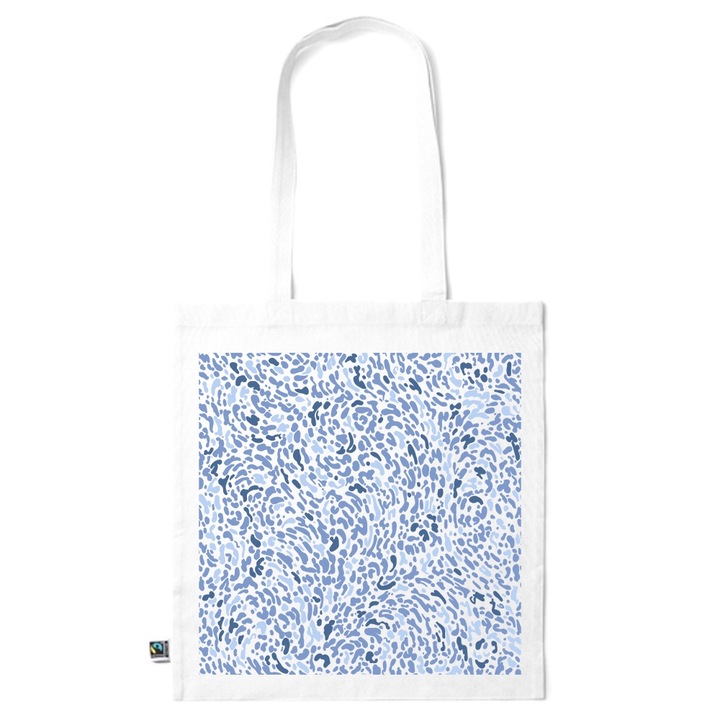 Go For It Shopper fazonú pamut táska mintával, Animal Printed Blue, 38×42cm, Fehér, WH-KI84
