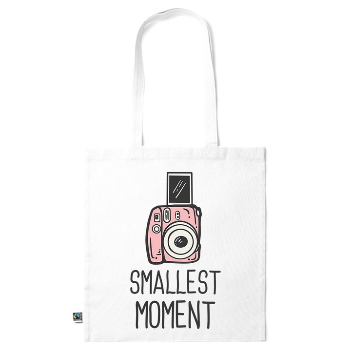 Go For It Shopper fazonú pamut táska mintával, Smallest Moment, 38×42cm, Fehér, WH-KI227