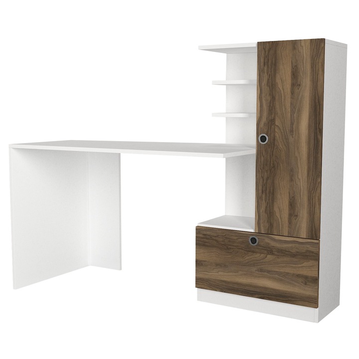 Бюро, Smart BrownSpace, UnicUtil, 149,5 x 61,8 x 120 см, бяло и кафяво