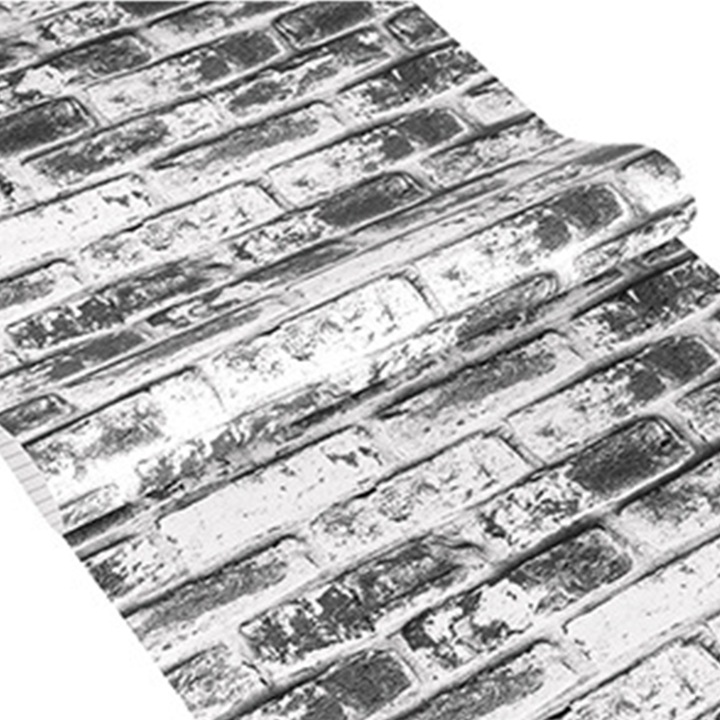 Öntapadó tapéta, QttvbTna, PVC, Tégla minta, 0,45 x 10 m, Szürke