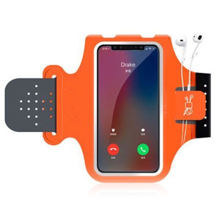 Multifunkcionális, vízálló sporttáska 6,5 hüvelykes telefonhoz, narancssárga, fényvisszaverő designnal, 3 fülhallgató nyílással