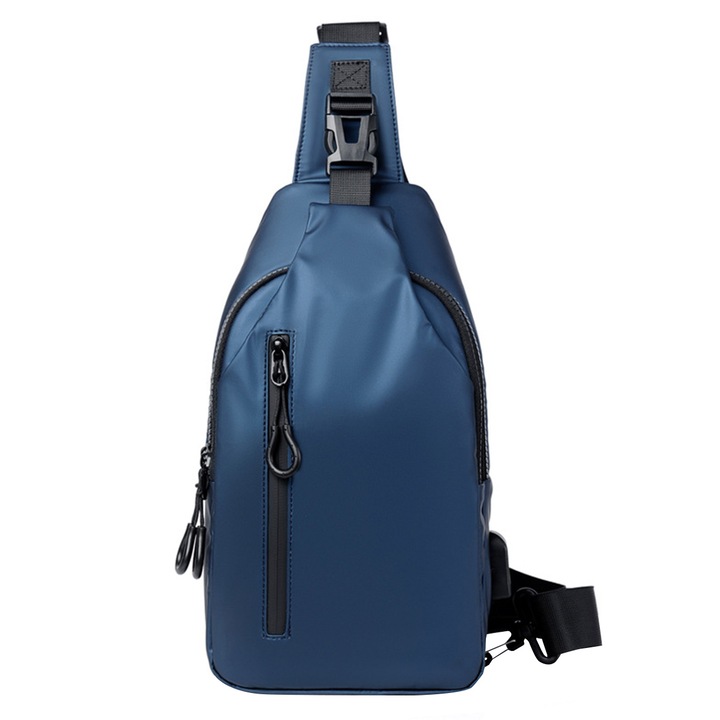 Geanta de piept Messenger, rucsac unisex, usoara, cu curea, pentru calatorii, drumetii, albastra